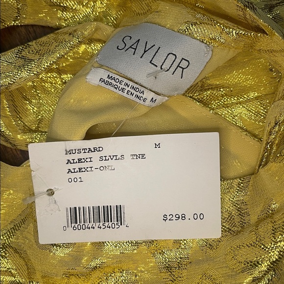 NWT Saylor Alexi Halter tie neck Gold Shiny Gown dress Medium - Picture 10 of 16